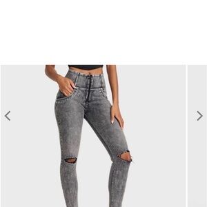 NWOT FREDDY High-Waisted Distressed Gray Jeans